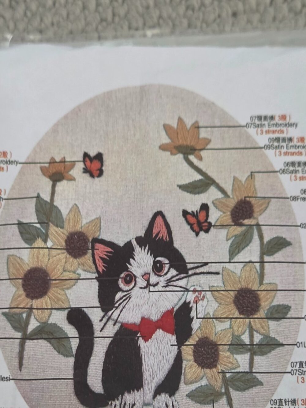 Bow Tie Cat Embroidery Kit